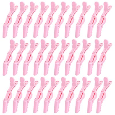 30 Pcs Alligator Hair Clip for Styling Sectioning - Salon Hair Clip for Thick Hair, Plastic Hair Styling Clip with Wide Teeth &amp; Double-Hinged Design (Pink)