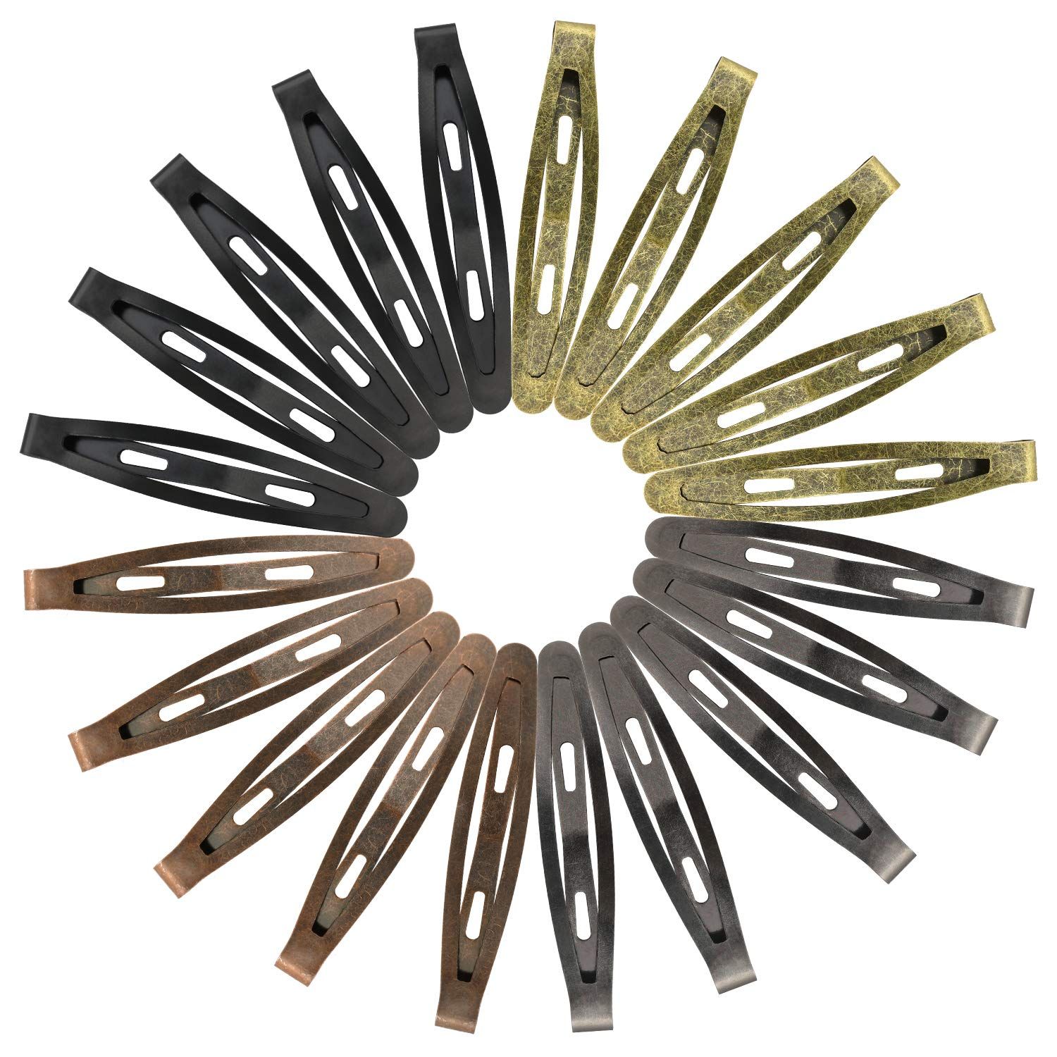 Oval Metal Contour Hair Clips, Funtopia 40 Pcs 2.4&quot; Snap Hair Clips Simple Barrettes Hairpins Long Hair Clips for Women Girls Men (Classic Color)