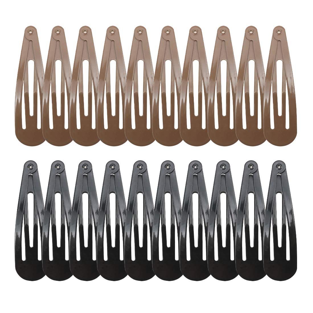 20 Pieces 2.7&#39;&#39; Big Size No Slip Metal Snap Hair Clips Women Barrettes Black Hair Pins (10 black 10 Brown)