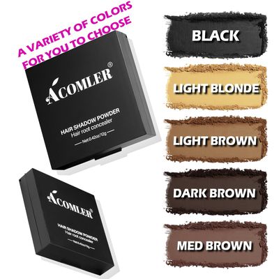 Acomler Root Touch Up Powder, Hairline Powder for Thinning Hair, Root Touch Up Hair Color, Gray Hair Coverage for Women Men Cover Up, Hair Loss Concealer Includes Makeup Brush (Medium Brown, 0.42oz)