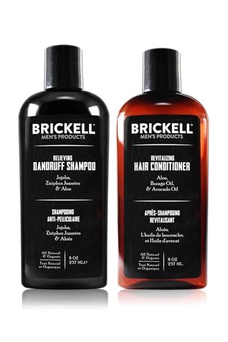 Brickell Mens Daily Relieving Hair Care Routine, Dandruff Shampoo and Conditioner Set For Men, All Natural and Organic, Scented