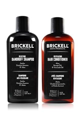 Brickell Mens Daily Relieving Hair Care Routine, Dandruff Shampoo and Conditioner Set For Men, All Natural and Organic, Scented