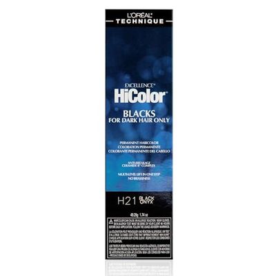 L&#39;Oral Technique HiColor Violet &amp; Blacks Permanent Hair Color | Anti-Breakage Ceramide R Complex | Multi-Lift with No Brassiness | For Dark Bases | Long Lasting Color | Black Onyx