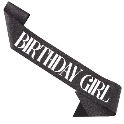 Birthday Girl Sash for Women Happy Birthday Queen Princess Black Glitter Sash with Colorful Foil Lettering Sweet 16th 18th 21st 25th 30th 40th Birthday Sash Birthday Gifts Decorations for Party