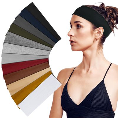Sefiinh Headbands For Women Sweat Headband Yoga Elastic Head Bands Women&#39;s Hair Band Workout Hairbands Accessories 12 Pack