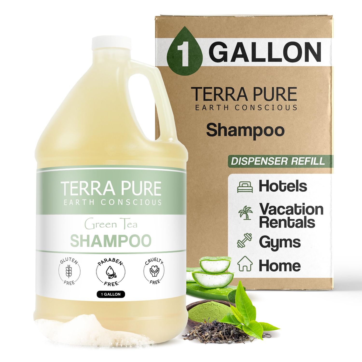 Terra Pure Hotel Shampoo | 1 Gallon | For Hospitality &amp; Vacation Rentals to Refill Dispensers | (Single Gallon)