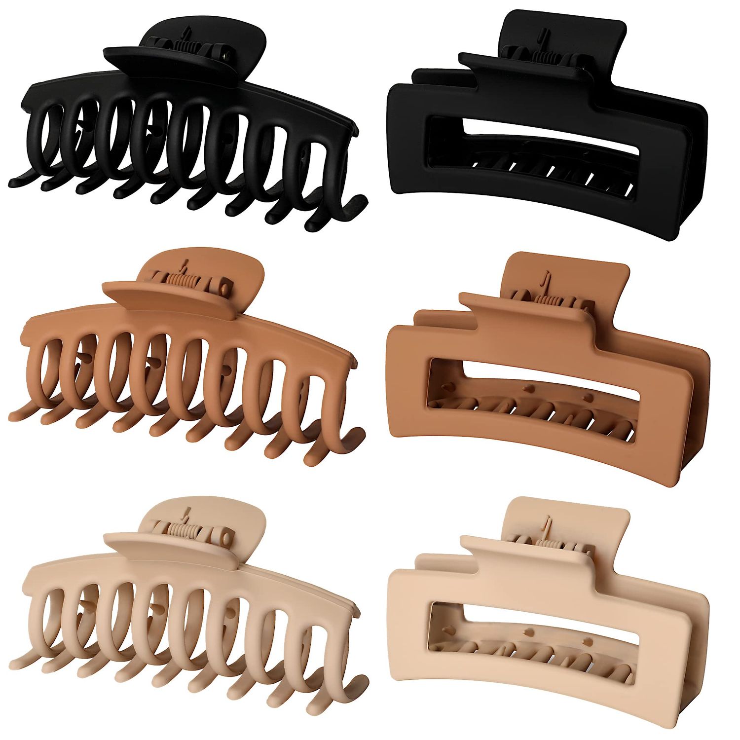 Vsiopy 6pcs Medium Large Matte Square Claw Hair Clips for Women: Versatile Styling for Thick &amp; Thin Hair