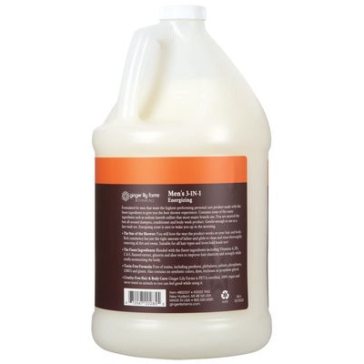 Ginger Lily Farms Botanicals Men's 3-in-1 Shampoo, Conditioner &amp; Body Wash, 100% Vegan &amp; Cruelty-Free, Energizing Scent, 1 Gallon (128 fl oz) Refill