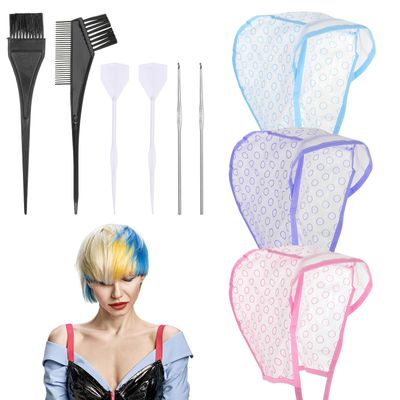 JJUNW 3 Pcs Hair Highlighting Caps, Bleach Cap Coloring Frosting Dye Kit, Highlighting Kit, Highlight Cap with Hooks Highlight Hair Coloring Frosting Dye Kit for Salon Hair Dyeing Hairdressing