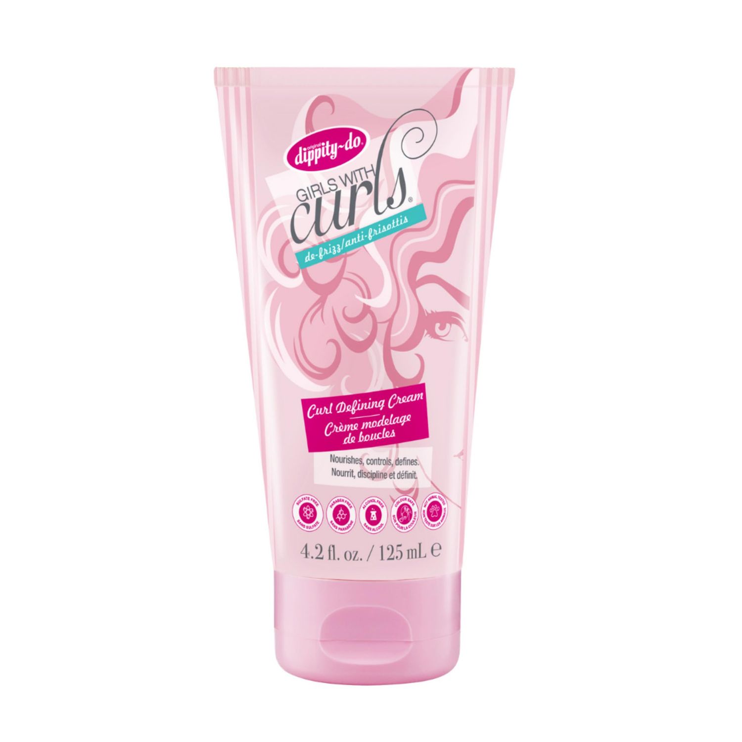 Dippity Do Girls with Curls Leave-In Curl Defining Cream - Anti-Frizz Styling Cream for Curly &amp; Wavy Hair - Includes Shea Butter &amp; Coconut Oil to Strengthen &amp; Protect - 125 mL/4.2 fl oz