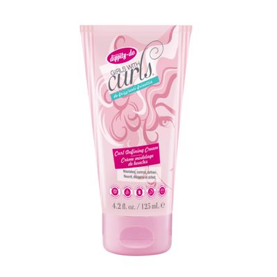 Dippity Do Girls with Curls Leave-In Curl Defining Cream - Anti-Frizz Styling Cream for Curly &amp; Wavy Hair - Includes Shea Butter &amp; Coconut Oil to Strengthen &amp; Protect - 125 mL/4.2 fl oz
