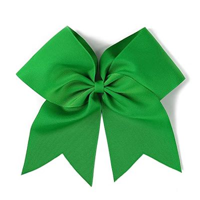 AMYDECOR 7 Inch Jumbo Solid Color Bows with Alligator Hair Clips For Girls and Women (Green)