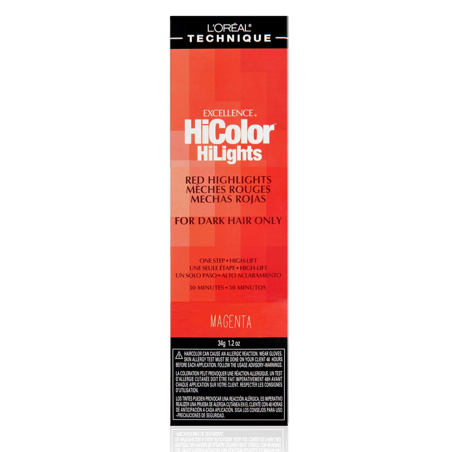 L&#39;Oral Technique HiColor Red HiLights Permanent Hair Color for Dark Hair | Intense Red Highlights | No Pre-Lightening Required | Rich, No-Drip Creme | Quick Processing Time | Magenta
