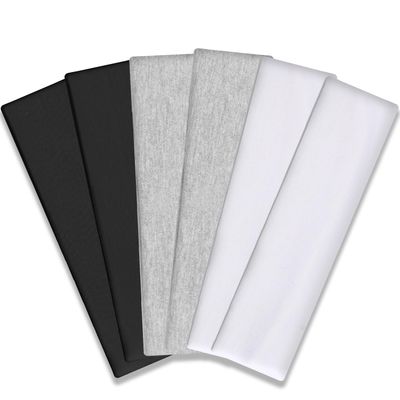 IVARYSS Workout Headbands for Women Non Slip, Premium Stretchy Soft Fabric Head Bands for Women&#39;s Hair, Wear for Yoga, Running, Sport, 6 Pack, Black White Grey