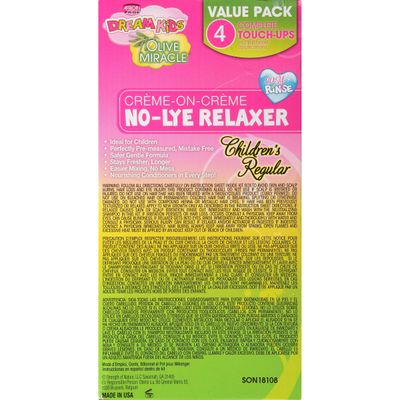 African Pride Dream Kids Olive Miracle (4) Touch-Up Relaxer Kit, Regular - Helps Strengthen &amp; Protect Hair, Contains Olive Oil to Seal in Moisture, 1 Kit