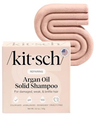 Kitsch Repairing Argan Oil Solid Shampoo Bar for Hair Care - Vegan, All Natural, Made in USA, Paraben-Free, Sulfate-Free, for Damaged, Weak, and Brittle Hair, 3.2 oz
