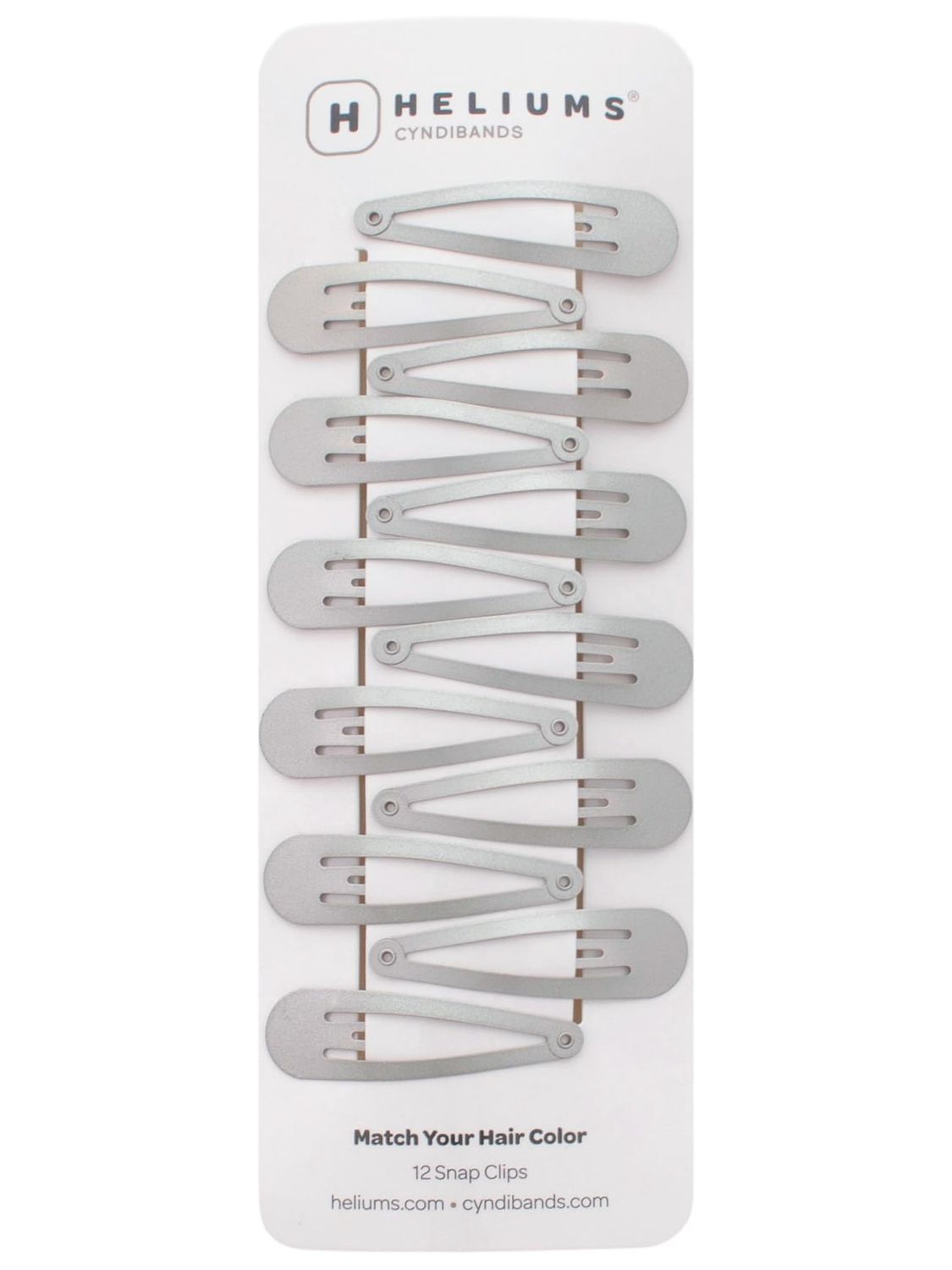 Heliums Snap Hair Clips for Women - Silver Gray - 2 Inch Metal Barrettes for Thin Hair and Kids, Neutral Colors - 12 Count