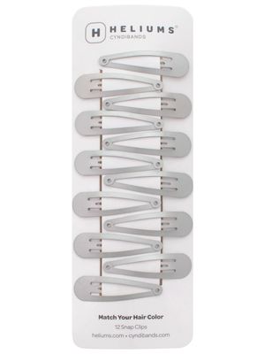 Heliums Snap Hair Clips for Women - Silver Gray - 2 Inch Metal Barrettes for Thin Hair and Kids, Neutral Colors - 12 Count