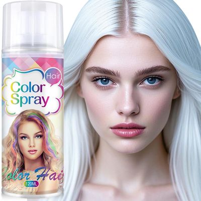 Temporary Hair Color Spray For Kids and Women One-Time Use,Natural Washable White Hair Dye Pomades for Cosplay Party DIY,Christmas Party, Halloween Dye(White,120 ML).