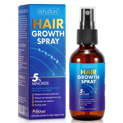 5% Minoxidil Hair Growth Spray for Thinning and Weak Hair, Regrowth Treatment Restores Scalp Health, Reduces Hair Damage and Loss for Men and Women - 2.02 OZ