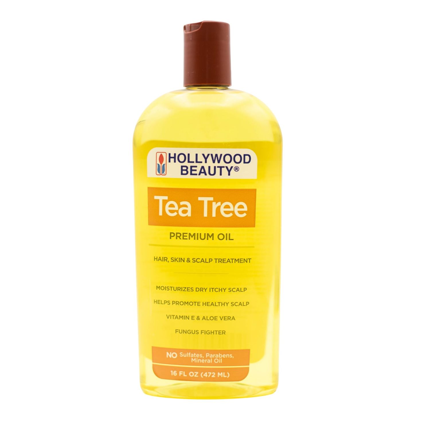 Hollywood Beauty Tea Tree Oil for Hair, Scalp, and Skin, 16 fl oz - Moisturizes Dry, Itchy Scalp, Fungus Fighter, Blended with Vitamin E &amp; Aloe