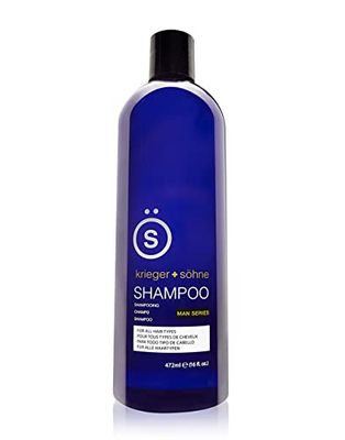 Krieger + Shne Shampoo for Men - 16oz (1 Bottle) Invigorating Shampoo with Tea Tree Oil &amp; Peppermint Oil, Paraben Free Formulated to Heal Dry Scalp, Dandruff, and Prevent Hair Loss
