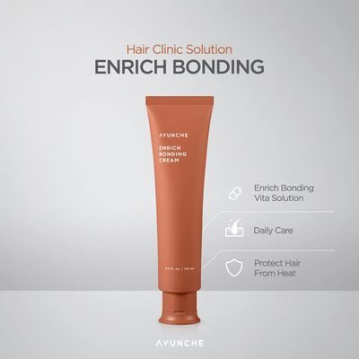 AYUNCHE Enrich Bonding Hair Cream 5.1 fl oz [For Dry &amp; Damaged Hair] | Hair Bonding Technology | Intensive Damage Repair | Hydration &amp; Anti-Frizz | Up to 450F Heat Protection | Korea Salon Brand