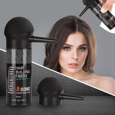 GOWWIM Hair Thickening Fibers 2-in-1 Kit Keratin Building Fibers, Spray Applicator &amp; Hold Spray - Instantly Volumize Sparse Areas (Black)