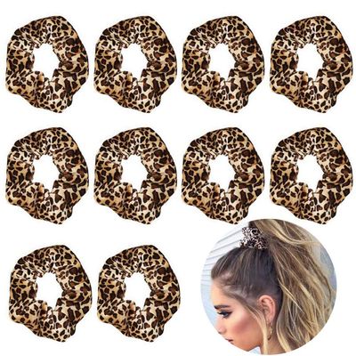 Luckycivia 10 Pcs Leopard Print Scrunchies Hair Bands, Stretch Scrunchy Hair Ties, Hair Ropes Scrunchies Hair Accessories for Women Girls (Style 1)