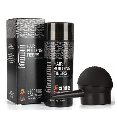 GOWWIM Hair Thickening Fibers 2-in-1 Kit Keratin Building Fibers, Spray Applicator &amp; Hold Spray - Instantly Volumize Sparse Areas (Black)