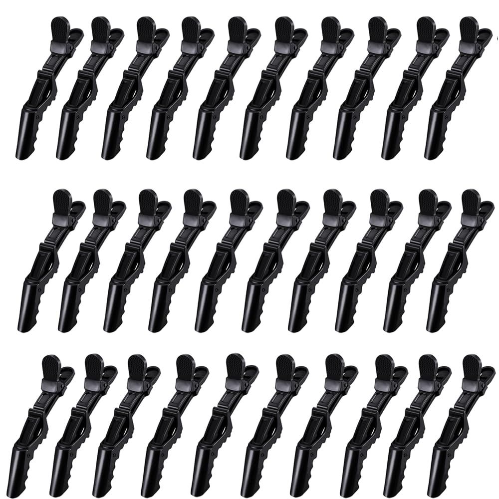 30 Pcs Alligator Hair Clip for Styling Sectioning - Salon Hair Clip for Thick Hair, Plastic Hair Styling Clip with Wide Teeth &amp; Double-Hinged Design (Black)