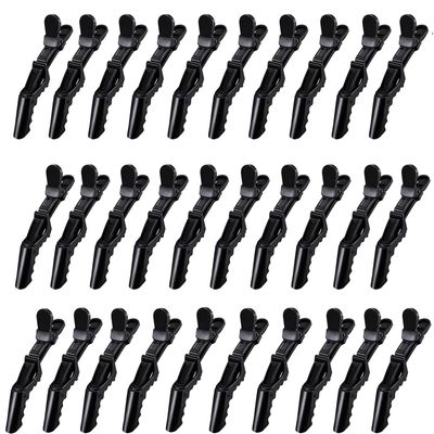30 Pcs Alligator Hair Clip for Styling Sectioning - Salon Hair Clip for Thick Hair, Plastic Hair Styling Clip with Wide Teeth &amp; Double-Hinged Design (Black)
