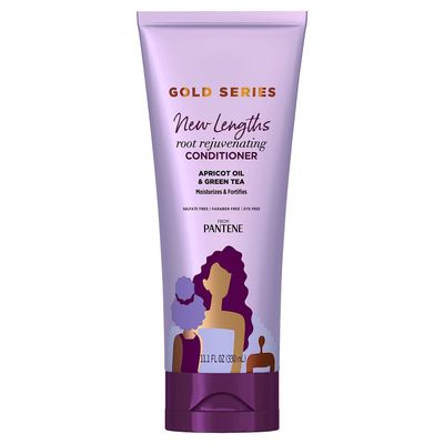 Pantene Gold Series Root Rejuvenating Conditioner with Apricot Oil &amp; Green Tea, Moisturizes &amp; Fortifies, for Natural, Textured, Curly, Coily Hair, Sulfate Free, 11.1 Fl Oz
