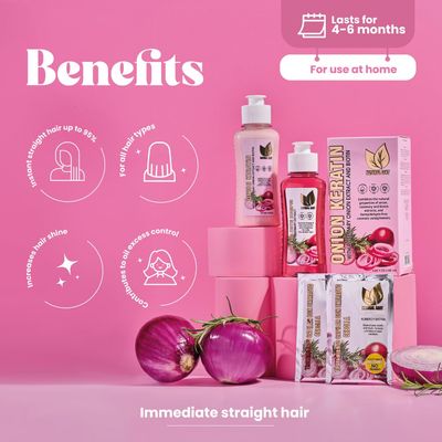 Natural Sant Keratin Hair Treatment Onion Duobox 120 ml - Onion, Rosemary and Biotin Straightener, Deep Repair Conditioning, for Dry or Damaged Hair