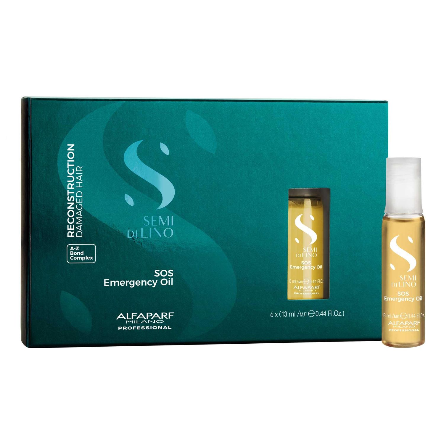 Alfaparf Milano Semi di Lino Reconstruction Reparative SOS Emergency Oil - Hair Breakage Treatment for Strengthening, Smoothing &amp; Repairing Damaged Hair - Hydrating Hair Oil - Vegan (6 Vials/2.64 oz)