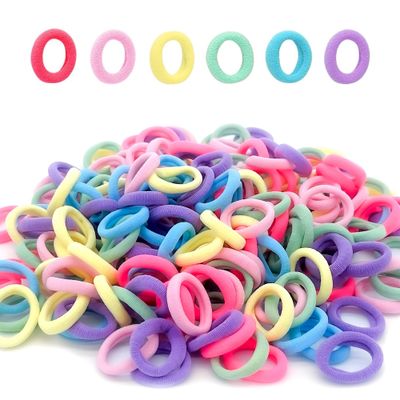 200 Cotton No Damage Hair Ties (Approx. 1 in), Soft Ponytail Holders for Toddlers and Girls