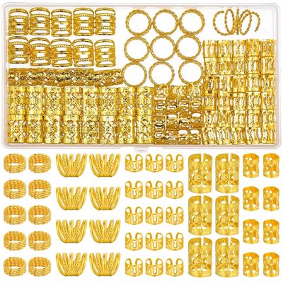 Gold Hair Jewelry Braid, Tuefuzy 110 Pcs Hair Accessory, Hair Dreadlock Accessory Braid, Metal Gold Braids Rings Cuffs Clips for Jewelry Decorations