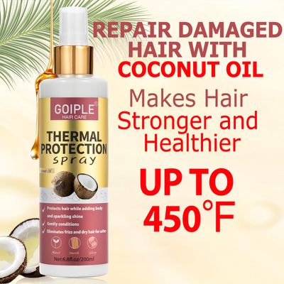 2PCS Coconut Heat Protection Spray - Thermal Protector for Hair, Travel Size, Paraben &amp; Dye Free Treatment