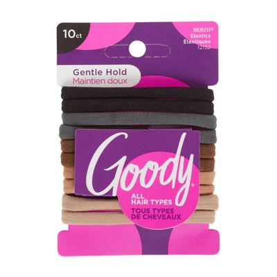 Goody Ouchless Seamless Hair Elastics - 10 Ct, Neutral Tones, Damage-Free Gentle Hold Hair Ties, No Snag or Pull, For All Occasions, Chic Hair Accessories for Women &amp; Men, All Hair Types