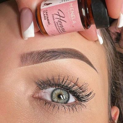 MENELA Eyebrow Henna Tint - Light Brown Brow Dye with Bamboo Extract for Fuller, Defined Brows - 2.5g Henna &amp; 15ml Fixer - Easy-to-Use Eyebrow Tinting Kit