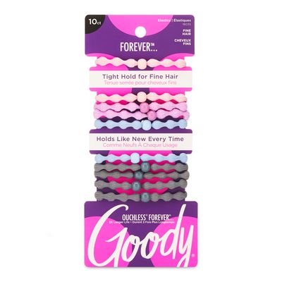 GOODY Ouchless Forever Elastics, Hair Accessories for Men, Women, Boys and Girls to Style with Ease &amp; Keep Your Hair Secured, Pain Free for Fine to Medium Hair Types, Assorted, 10 Count