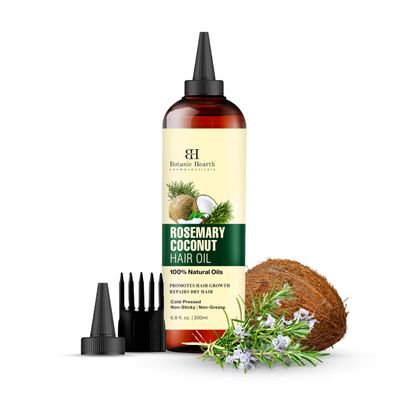 Botanic Hearth Rosemary, Coconut &amp; Avocado Hair Oil with Biotin (6.7 fl oz) | Nourishing Hair Growth &amp; Strengthening Formula | Promotes Healthy, Shiny Hair | Suitable for All Hair Types