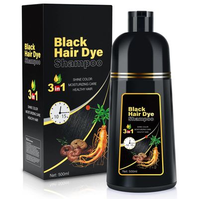 BOJICA Black Hair Dye 3 in 1 Shampoo for Gray Hair, Herbal Ingredients for Women&amp;Men, Dye in Minutes/Semi-Permanent/(17.6 FL OZ)