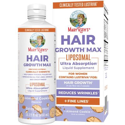 MaryRuth Organics Women&#39;s Hair Growth MAX Liposomal | with Lustriva Biotin 10000mcg Pumpkin Seed Oil| Thicker Hair | Hair Care | Wrinkles, Fine Lines, Skin Care | Ages 18 | 15.22 Fl Oz