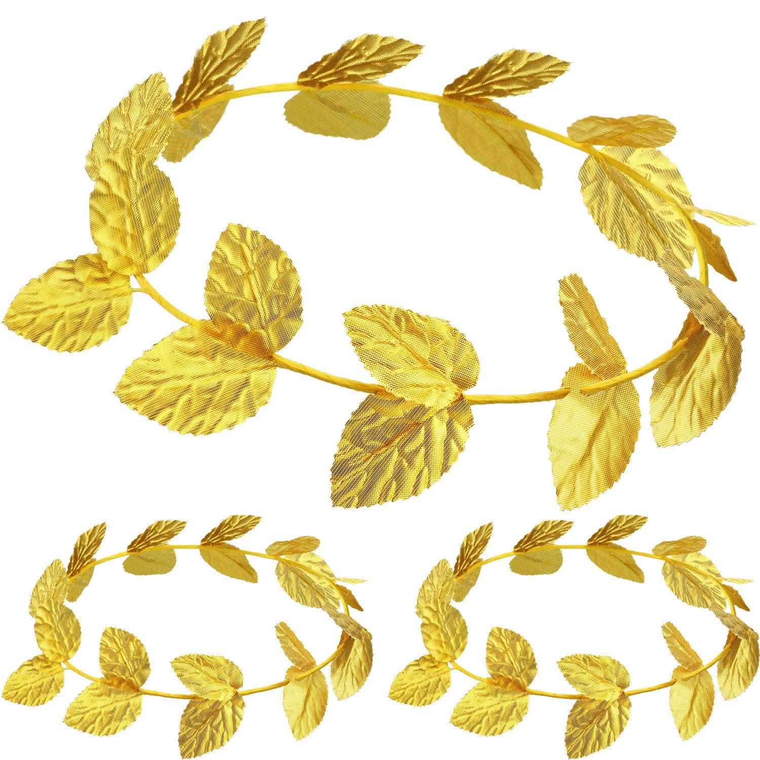 meekoo 3 Pieces Halloween Roman Leaf Headband Gold Leaf Wreath Crown Greek Headpiece Goddess Costume for Women Men Party