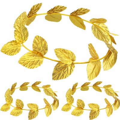 meekoo 3 Pieces Halloween Roman Leaf Headband Gold Leaf Wreath Crown Greek Headpiece Goddess Costume for Women Men Party