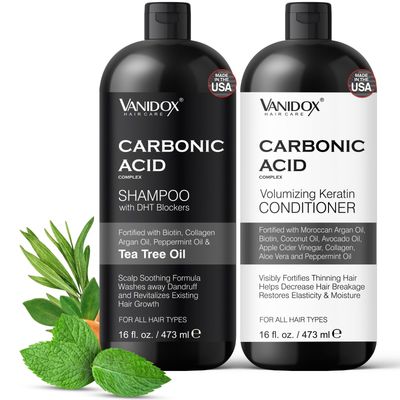 VANIDOX Carbonic Acid Shampoo and Conditioner for Men and Women, Deep Moisturizing Conditioner, Thickens, Softens, &amp; Smooths Set for Hair Growth and Repair, Made in USA - 16 Fl Oz Each