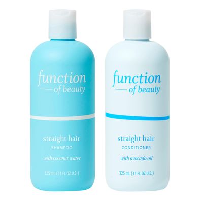 Function of Beauty Straight Hair Shampoo &amp; Conditioner Set, 11 oz Each - Formulated with Coconut Water and Avocado Oil to Hydrate and Seal in Moisture, Sulfate-Free, Customizable Haircare