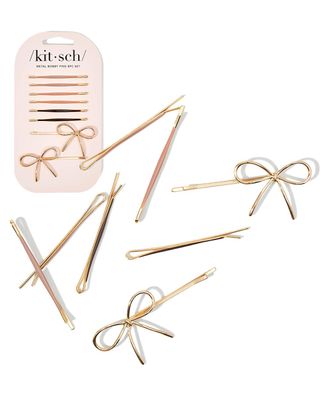 Kitsch Metal Hair Bobby Pins, 8 Count Barrettes for Women, Enamel Puffy &amp; Bow Hair Pins, Hair Accessories &amp; Bun Hair Clips for Girls, Use to Clip Ballet Hair Net, Great for All Hair Types, Rosewood