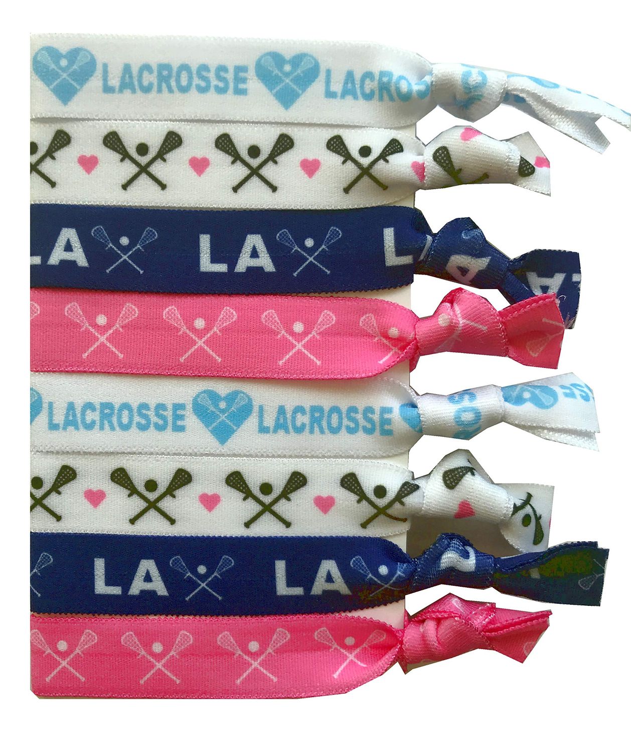 8 Piece No-Crease Hair Elastic Set - Lacrosse Accessories for Players, Women, Girls, Coaches, and Teams
